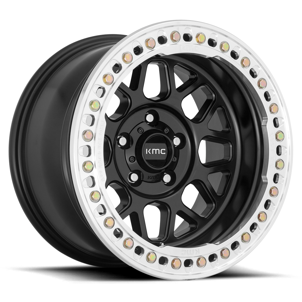 KMC | 17" GRENADE CRAWL BEADLOCK (4 WHEELS )| 5 LUG FRONT AND REAR | JEEP JL WRANGLER STOCK AXLES